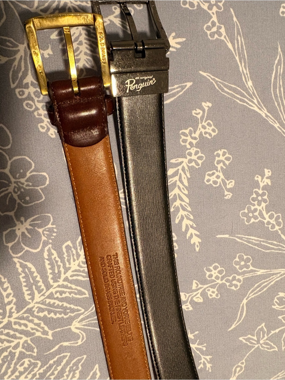 Original Penguin Two-Tone Leather Reversible Belt in Brown and Black